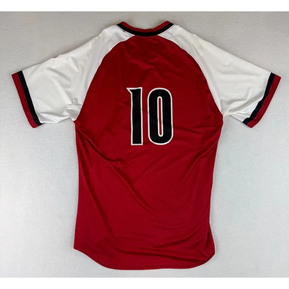 Adidas Velocity Jersey Mens 40 Red White Short Sleeve‎ Number 10 Mesh Baseball